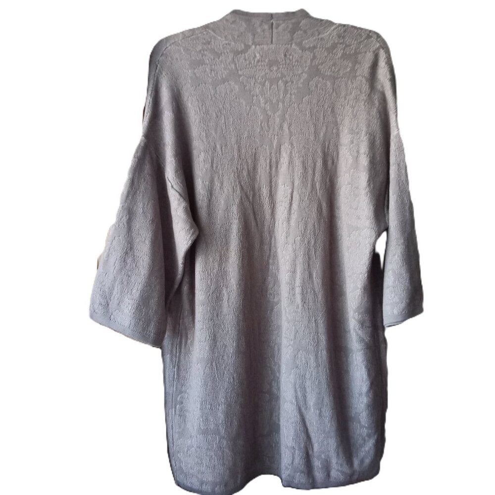 Dana Buchman Grey Damask Open Cardigan Sweater Kimono sz M NWT /B8 - Picture 3 of 10